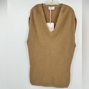 NWT Pietronilla Knit Jumper Sweater Dress Sleeveless Camel Tan Medium | AD566